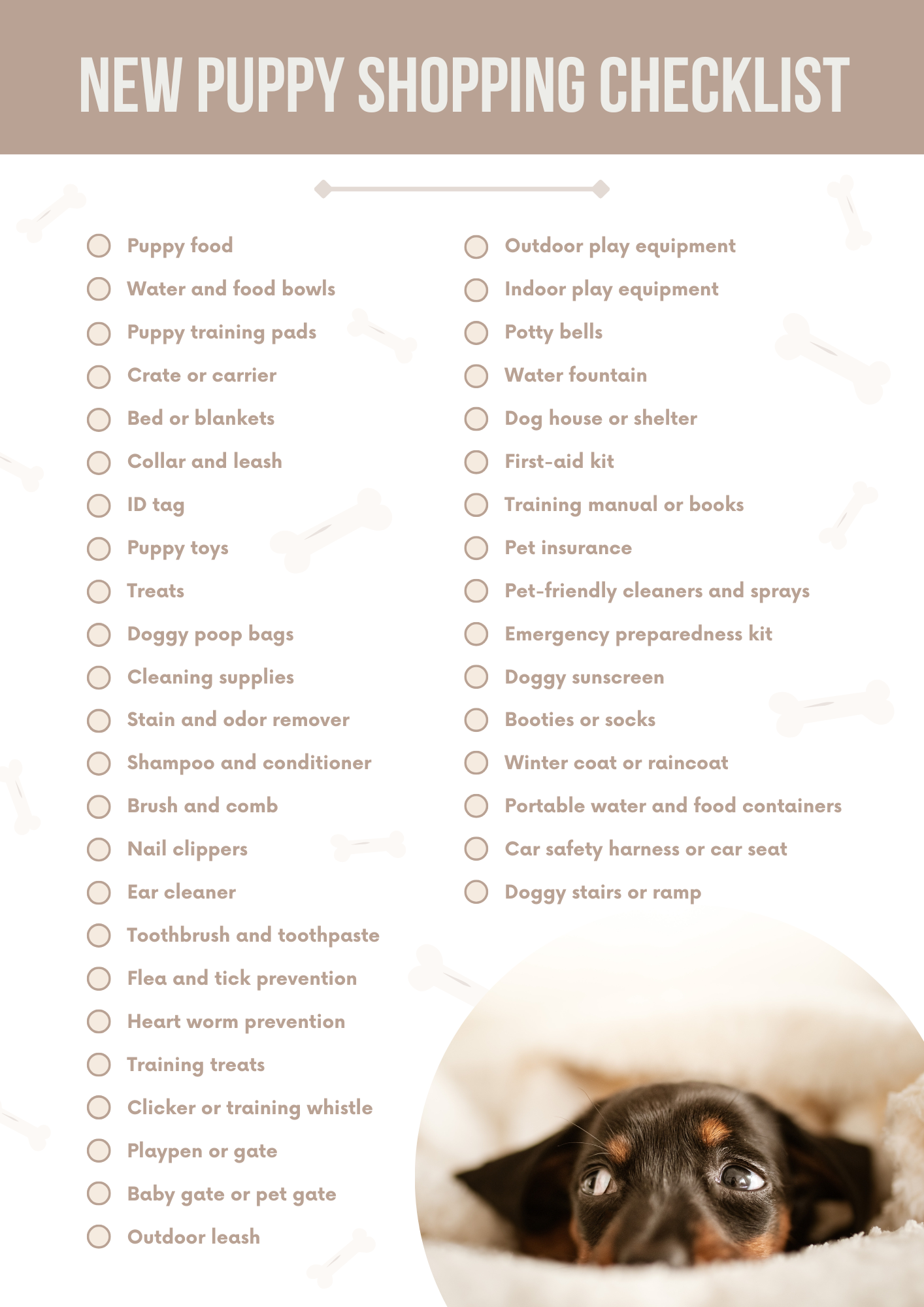 Puppy Checklist